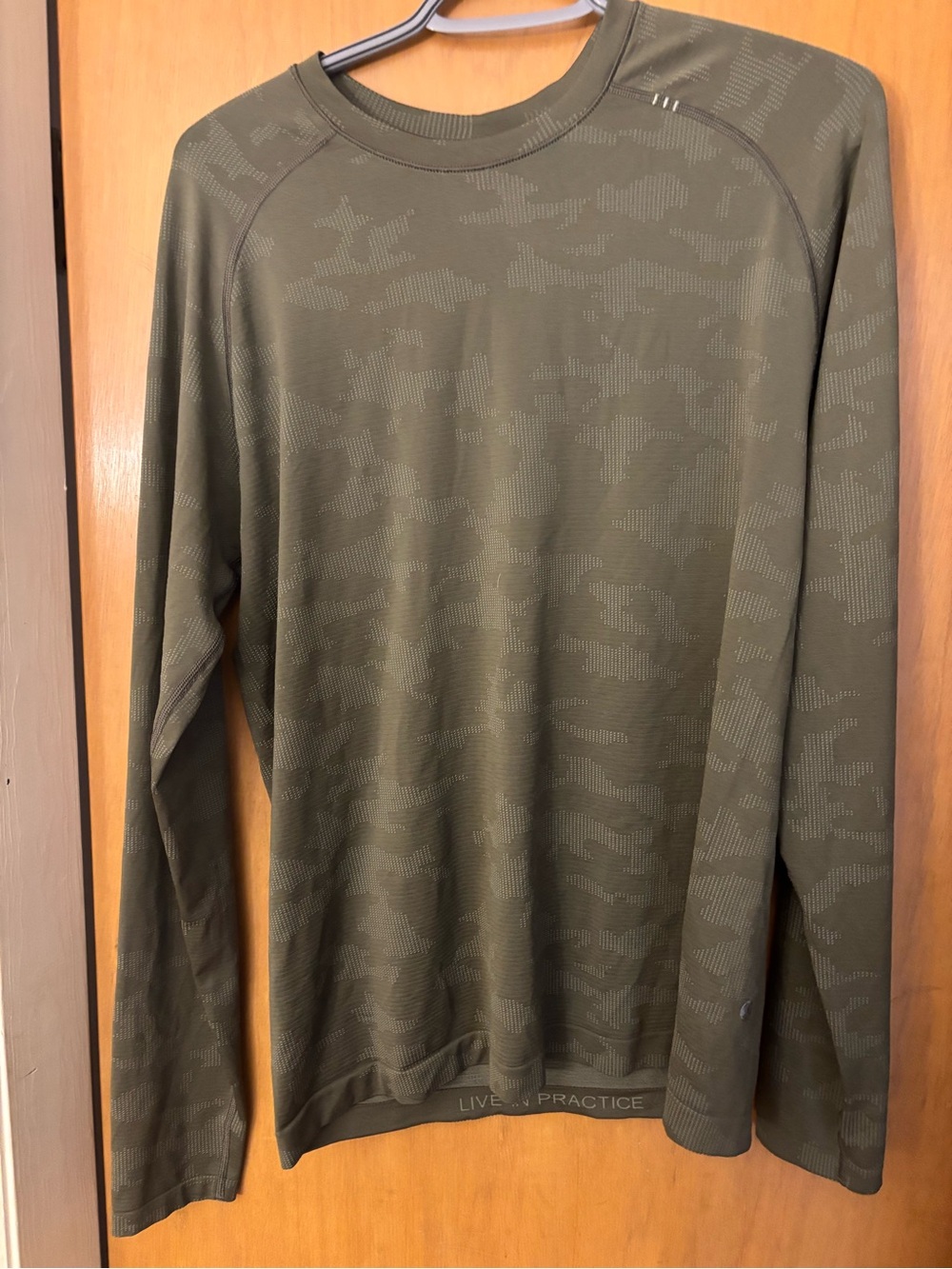 Lululemon Men's Olive Green -camo-Long-Sleeve Performance Shirt